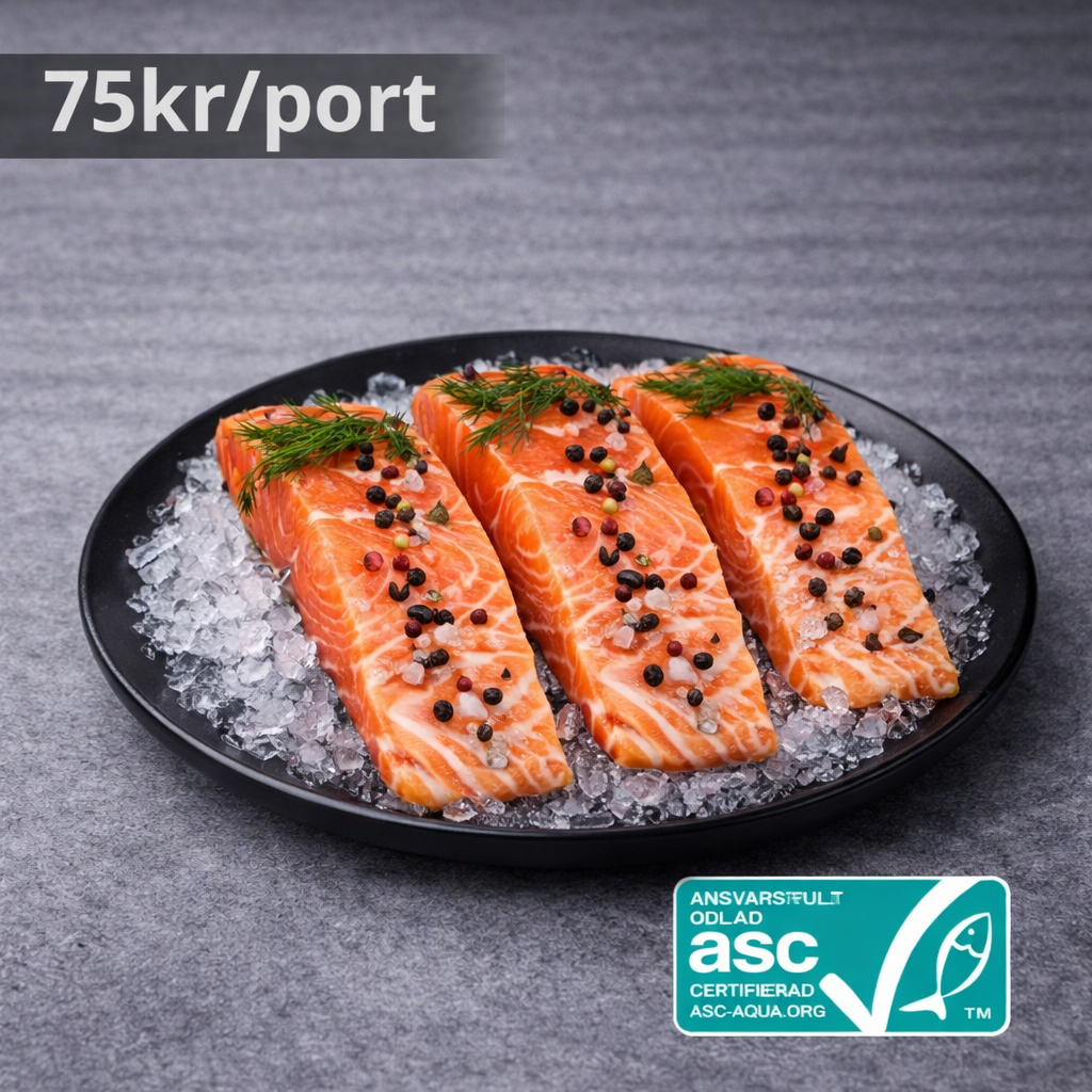 Lakseportion med skind i Norge (ASC)