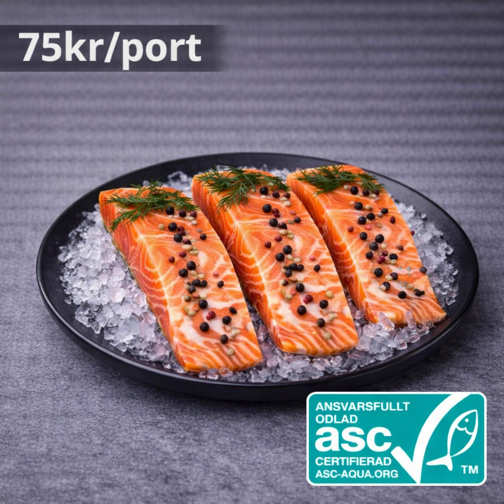Lakseportion med skind i Norge (ASC)